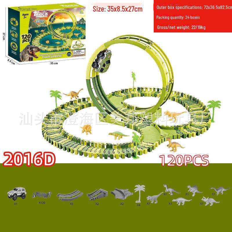 Электрическая игрушка-трековая трасса для динозавров с колесом обозрения для детей