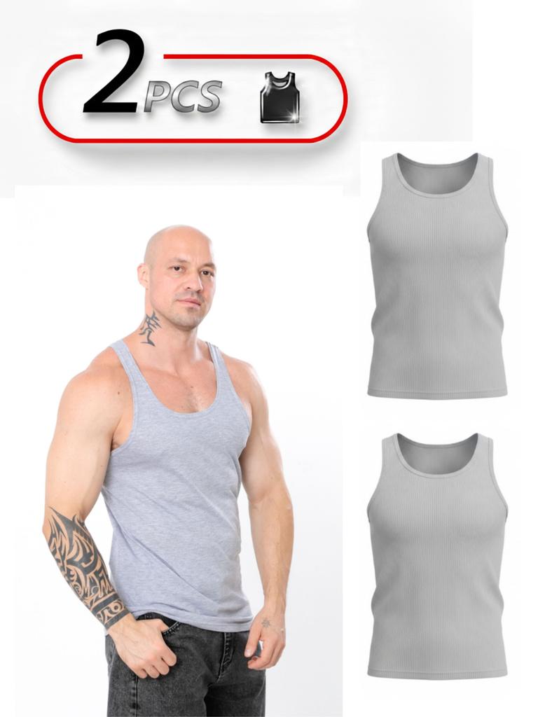 Men’s Plus Size 2‑Pack Basic Solid Color Tank Tops, Any season 235-001-pak2 HC
