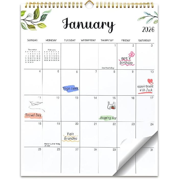 2026 Calendar, 18 Month Wall Calendar from January 2026 to June 2027, 14.5" x 11.8" Large Monthly Calendar for Home School Office Planning,