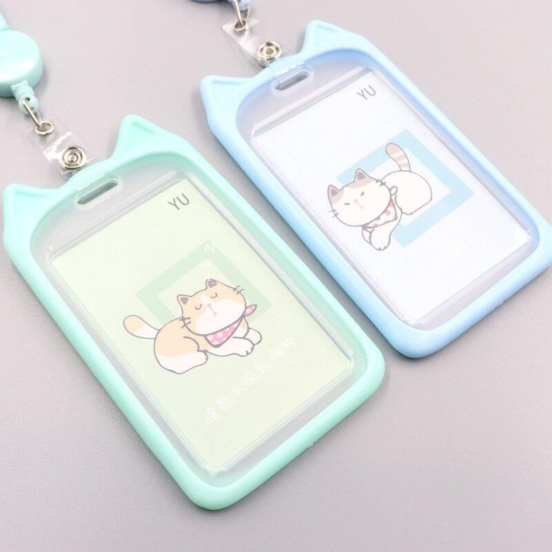 Card Holder with Retractable Reel Lanyard Cute Cartoon Bank Identity Badge Bus ID Card Holder Case Credit Card Cover Kids Gift