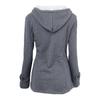 Fall Winter Coat with Side Pockets Solid Color Hooded Horn Button Closure Long Sleeve
