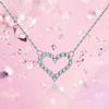 S925 Sterling Silver Diamond Inlaid Heart Necklace Korean Style All-Match Women's Heart-Shaped Collarbone Necklace Fashion Silver Ornaments