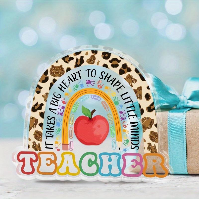2D Flat Teacher Appreciation Acrylic Block Plaque, Rainbow Design, Suitable for wall decoration, porch, room, villa, accents Home, Hallway, or Workpla