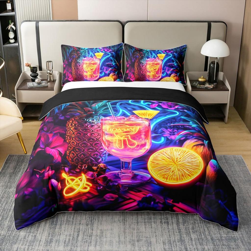 Juice Drink Duvet Cover Sets Queen King Lightweight Quilt Covers Bedroom Decor Cool Summer Themed Bedspread Covers No Comforter
