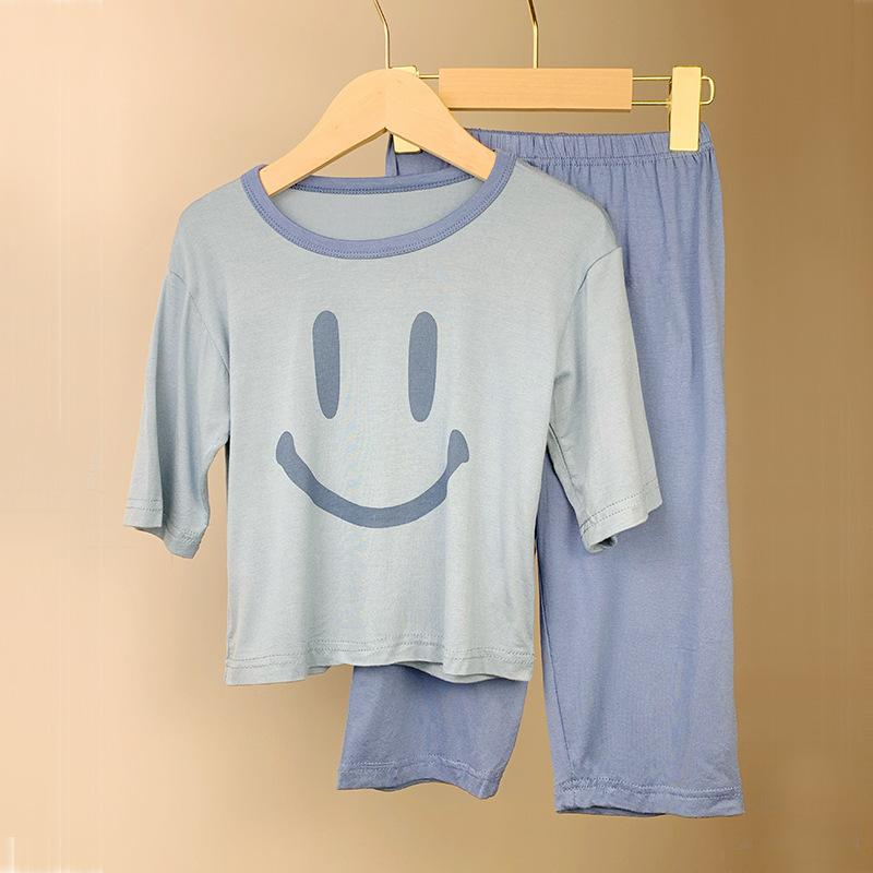 Summer Children's Pajamas Seven Points Cuff Loose Air Conditioning Clothing Boys and Girls Home Wear