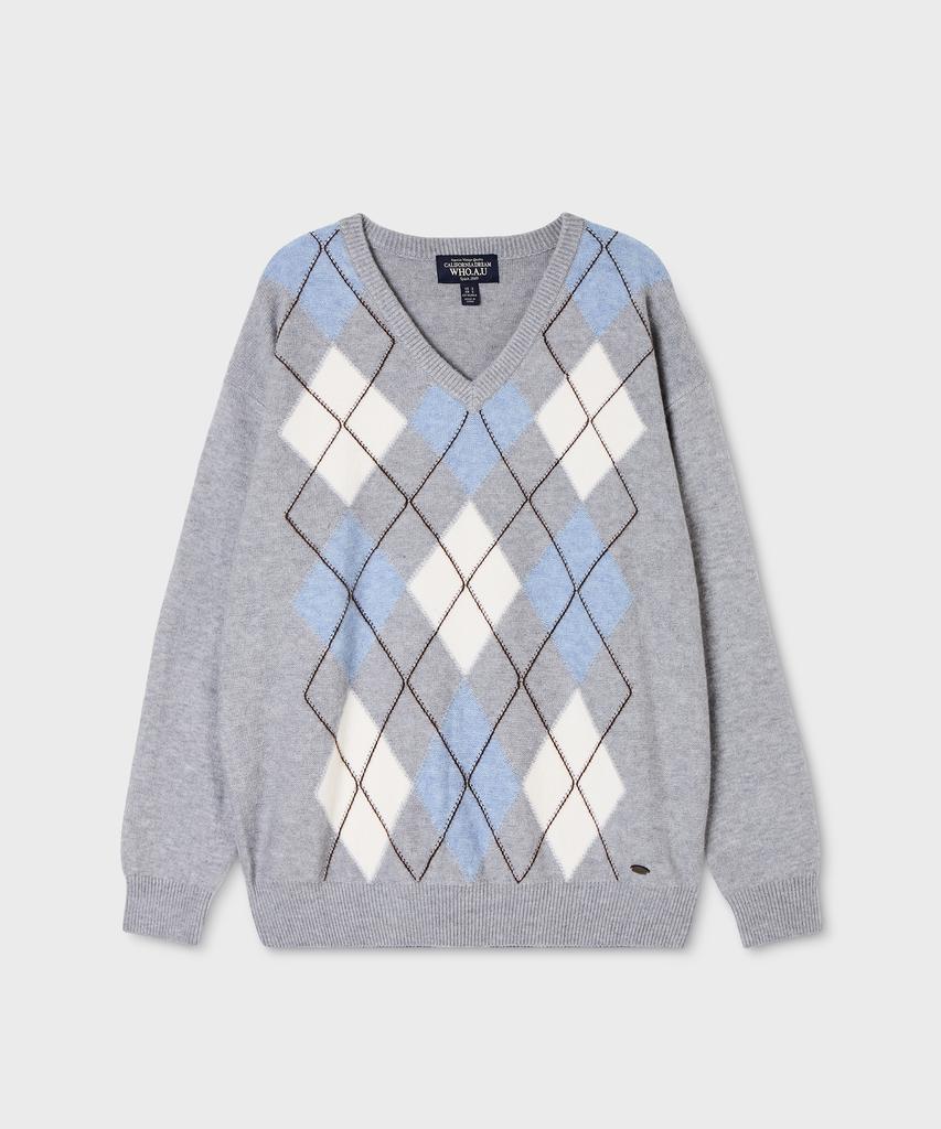 WHO.A.U V-Neck Argyle Pullover / Whkag4823F