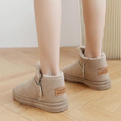 Женские короткие сапоги на снегу, новые сапоги, женские плюшевые утепленные теплые нескользящие короткие плюшевые хлопковые ботинки, тренд