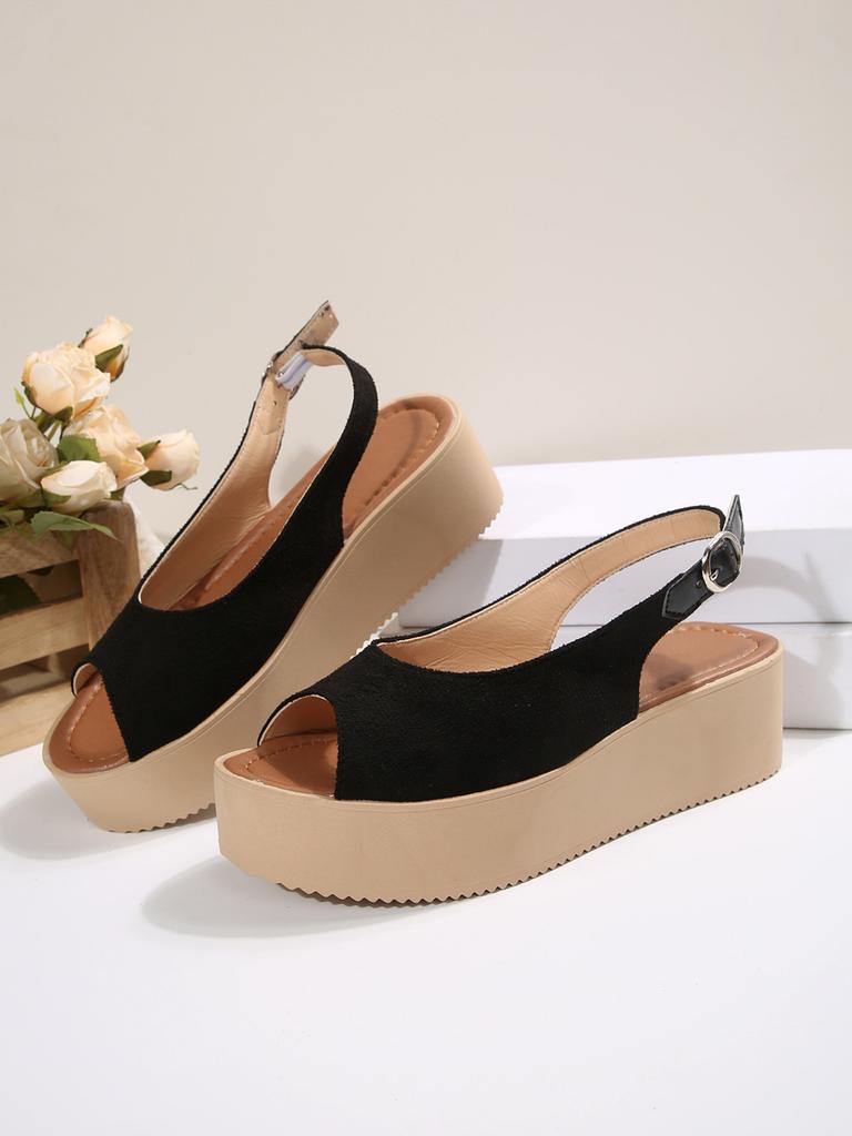 Мода Мода Босоножки на платформе с открытым носком для женщин 2025 Лето Толстая подошва Пляжная обувь Женские Золотая пряжка Ремешок Танкетка Sandalias Mujer