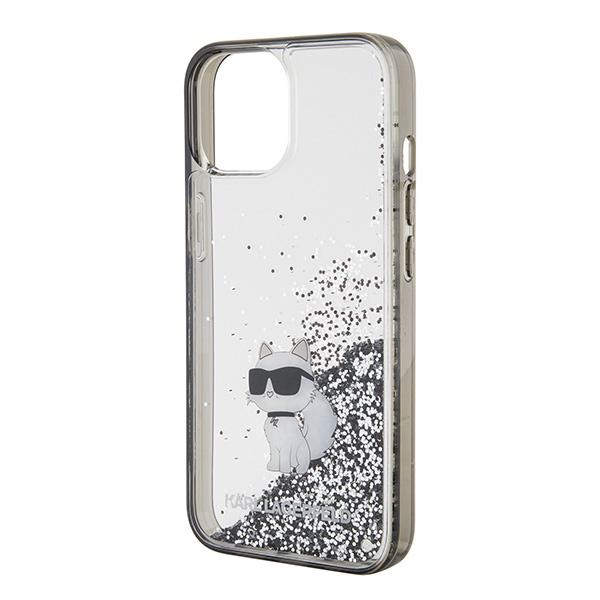 Karl Lagerfeld Klhcp15Slkcnsk Чехол для iPhone 15 / 14 / 13 6.1 Прозрачный Жесткий Чехол Жидкий Глиттер Choupette