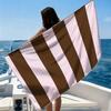 Brown Pink Bands Beach Towel Ultra-fine Fiber Quick Drying Absorbent Beach Swimming Vacationvacation Essentials Gifts