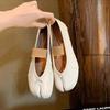 Fashion Spring Women Flat Split Toe Shoes PU Leather Bow Tie Front Shallow Slip On Girls Tabi Shoes Flats Ballet Shoes