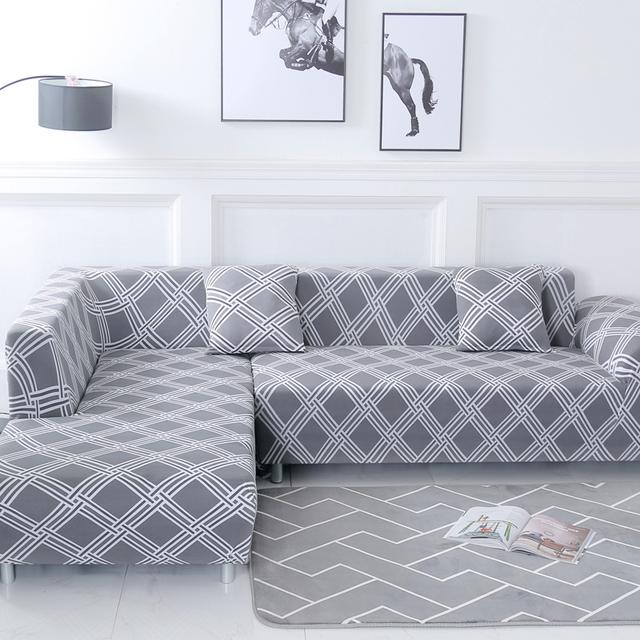 Geometric Corner Sofa Covers For Living Room Elastic Spandex Slipcovers Couch Cover Stretch Sofa Towel L Shape Need Buy 2pieces
