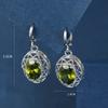 Dainty Oval Cut Olive Green Stone Flower Hoop Earrings Luxury Classic Silver Color Engagement Earrings for Women