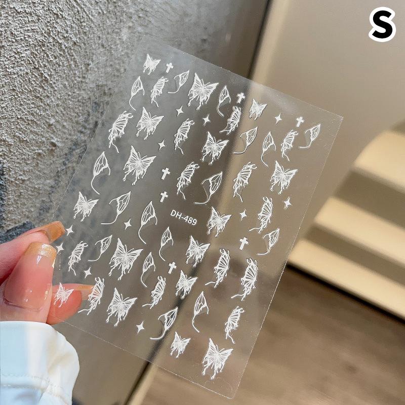 Нарисованная вручную жидкая наклейка для дизайна ногтей в виде бабочки, ультратонкая, прозрачная, декоративная, цветная, самоклеящаяся наклейка