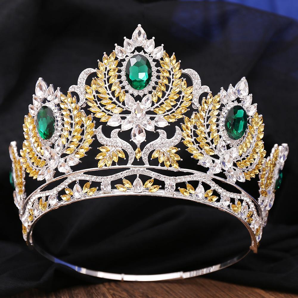 Luxury Baroque Crystal AB Tiaras Crowns Vintage Rhinestone Prom Diadem Women Pageant Wedding Hair Accessories Jewelry Ornaments