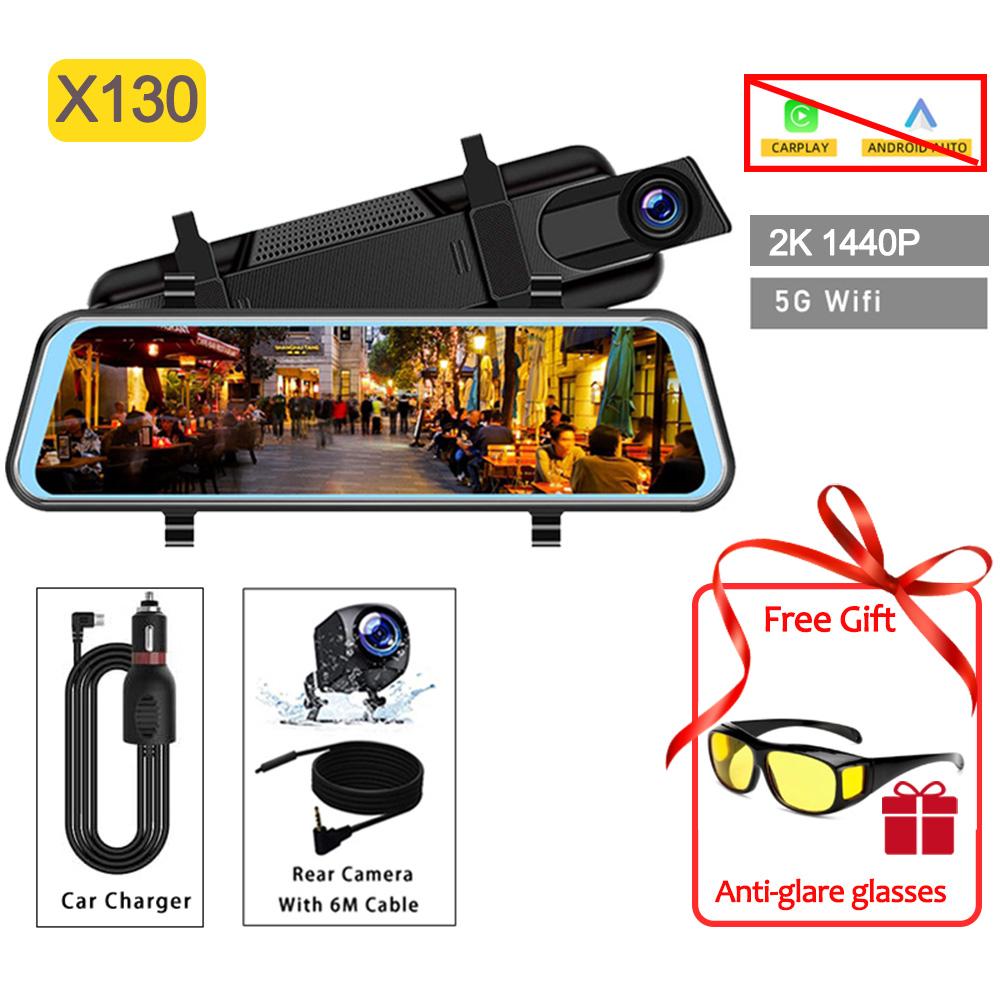 12inch Mirror Car DVR 4K Front and Rear Camera Wireless Carplay Android Auto Bluetooth FM Dash Cam for Car Camera for Vehicle