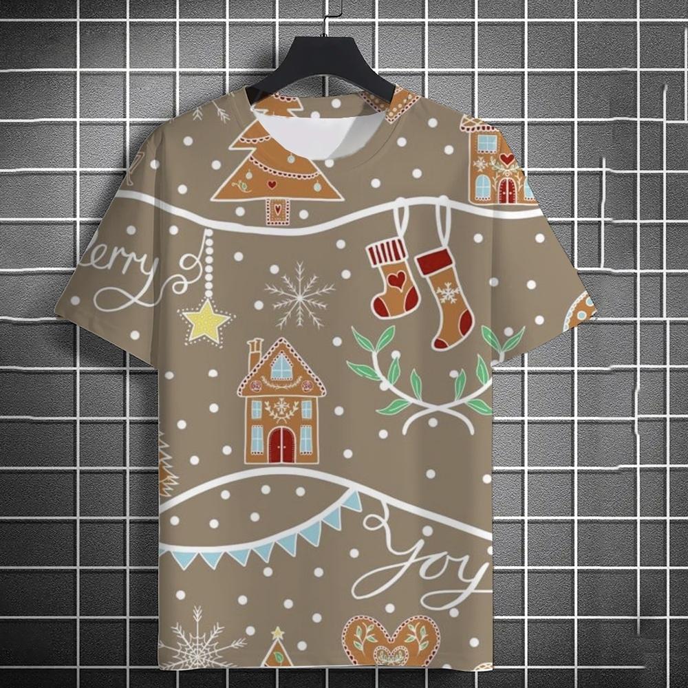 Men's T-Shirt Kids T Shirts 3D Santa Claus Printed Short Sleeve Christmas T-Shirt Trendy Christmas Casual Clothing Tops