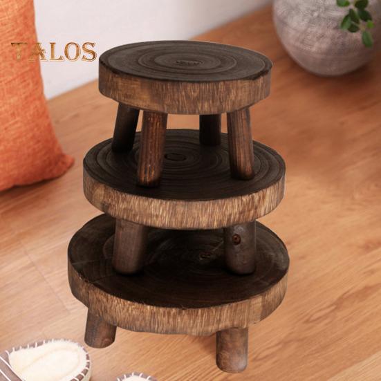 Деревянная подставка для цветочного горшка, мини-декоративный табурет, подставка для растений, круглая подставка для суккулентов бонсай для сада, балкона, помещения