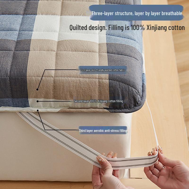 Мягкий наматрасник из хлопка Синьцзян для дома или общежития - Односпальный/Двуспальный