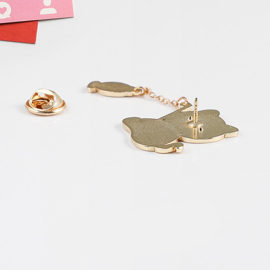 Cute Kitten Fishing Enamel Brooch Durable Metal Pin Compact 3.5x4.5cm Jewelry Gift For Children And Animal Lovers