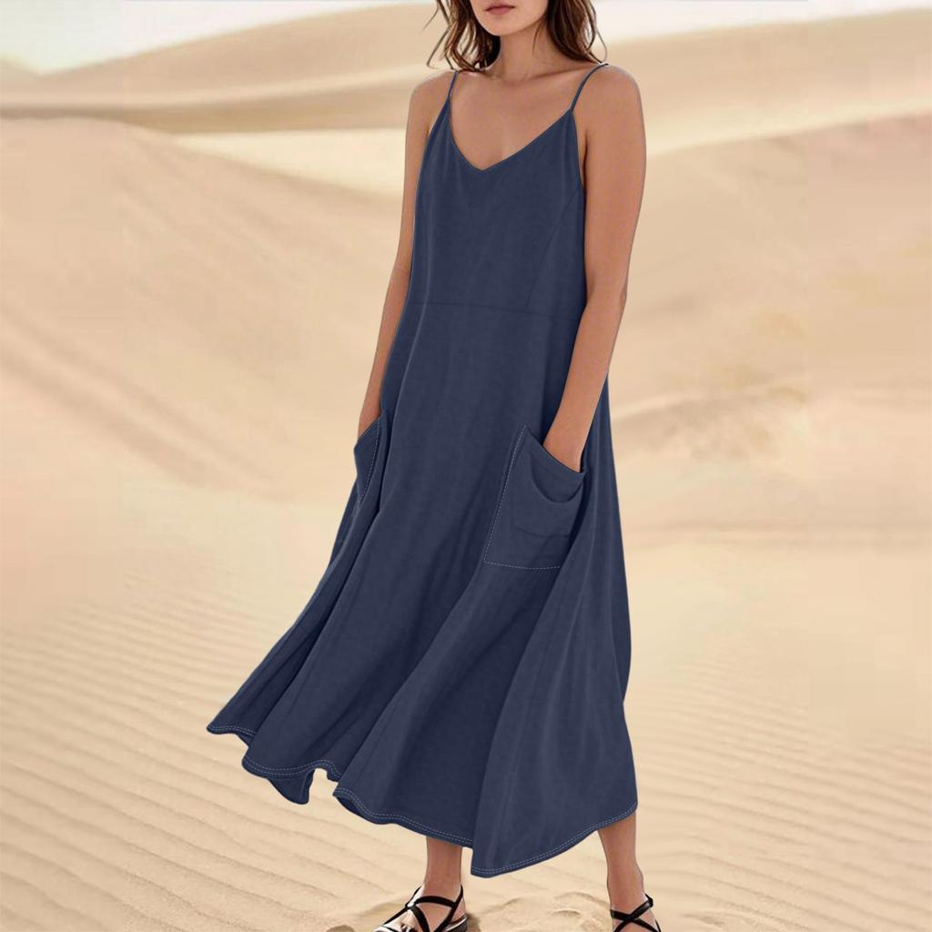 Женское летнее платье, повседневные свободные длинные пляжные платья для отдыха