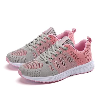 Женская повседневная обувь, дышащая прогулочная обувь с сеткой на шнуровке, туфли на плоской подошве, женские кроссовки Tenis Feminino, розовые, черные, белые