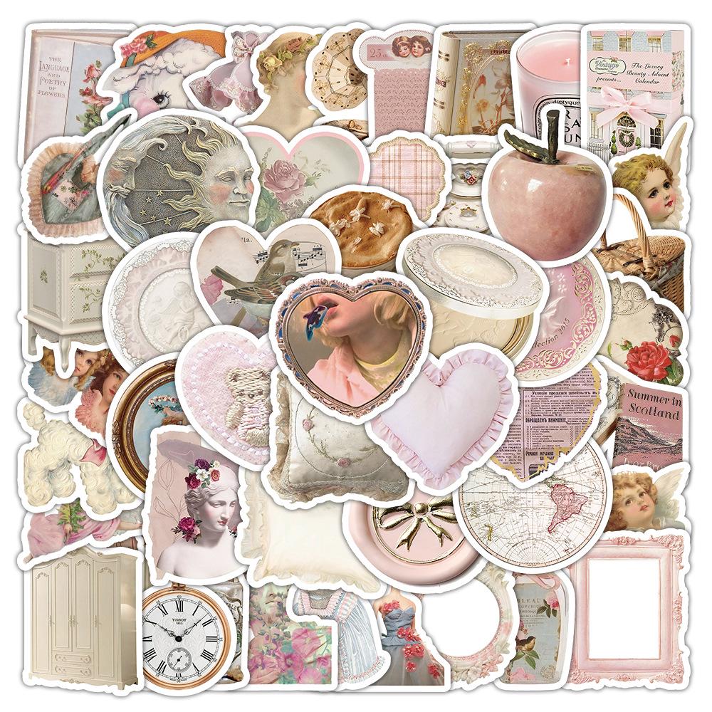 60 листов многоцветных наклеек в стиле ИНС: Реалистичные маленькие объекты в синем, розовом, фиолетовом, желтом и зеленом цветах