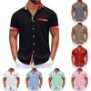 Men's Plaid Printed Button Short Sleeve Shirts Men's Casual Fashion Short Sleeve Shirts