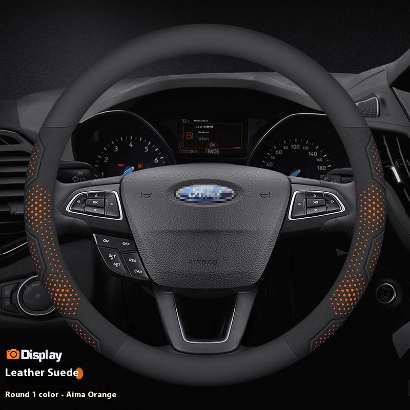 Carbon Fiber Suede Steering Wheel Cover for Ford Focus F150 Mondeo Fiesta Kuga Edge Ecosport Explorer Escape Fusion Car Accessor LL39