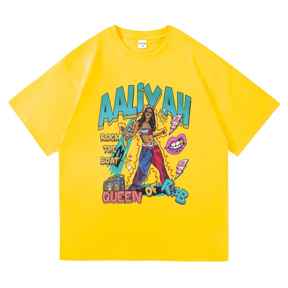 Футболка Aaliyah Модная Мужская Одежда Харадзюку Унисекс Высококачественные Хлопковые Топы Манга Забавные Графические Футболки для Фанатов Подарки