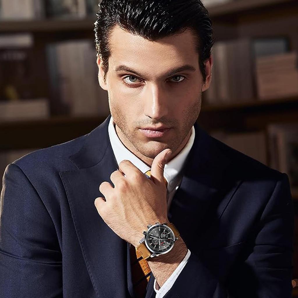 AKNIGHT Натуральная кожа Легко для ношения на руке Мужские часы для японского руководства по эксплуатации Мужские часы, модные, популярные, кварцевые, ремешок, хронограф, кристалл, см.