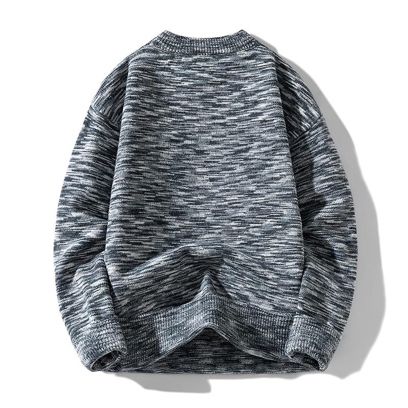 Мужской осенне-зимний новый свитер с градиентным узором, свитер-пуловер с круглым вырезом, универсальный эластичный вязаный свитер