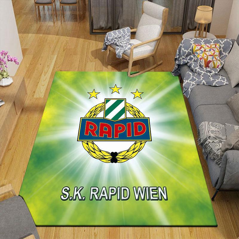 Ковер с принтом из фланели SK Rapid Wien, Декор для дивана в гостиной и спальне, Нескользящий игровой фланелевый коврик для игровой комнаты