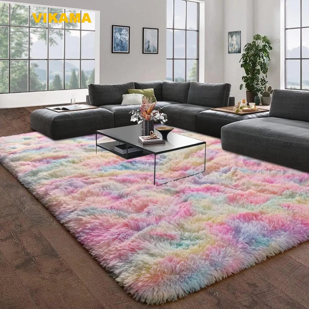 Tie-Dye Large Carpet Living Room Fluffy Floor Mat Super Soft Children's Room Non-Slip Home Decoration Bedroom Rug Washabl
