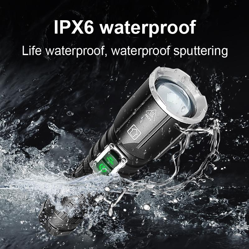 Мощный фонарик XHP 360 LED Фонарик с высокой яркостью 900000 лм Фонари с зумом Фонарь с аккумулятором Водонепроницаемые фонари