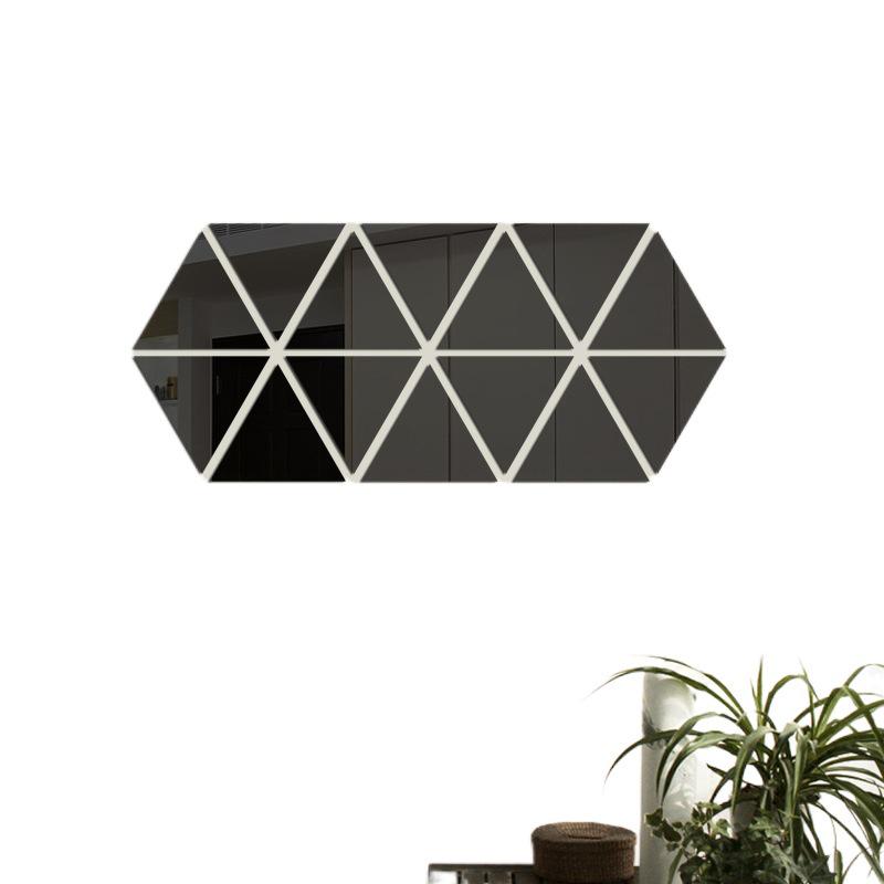3D Наклейка на стену в форме равностороннего треугольника с зеркальной поверхностью, стороны 15 см, множество комбинаций.