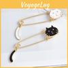 Cute Creative Cartoon Brooches For Men And Women Adorable White Cat And Black Cat Alloy Pins