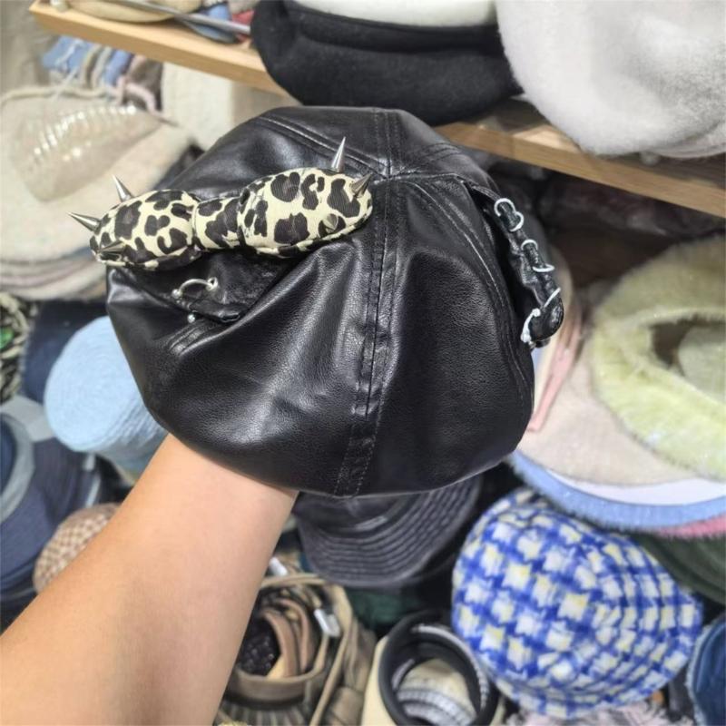 Берет с заклепками для леди, девушки, модный, 2000-е, восьмиугольная шляпа, шляпа водителя, шапочки с черепом для девушки, все сочетается, рокерская шляпа