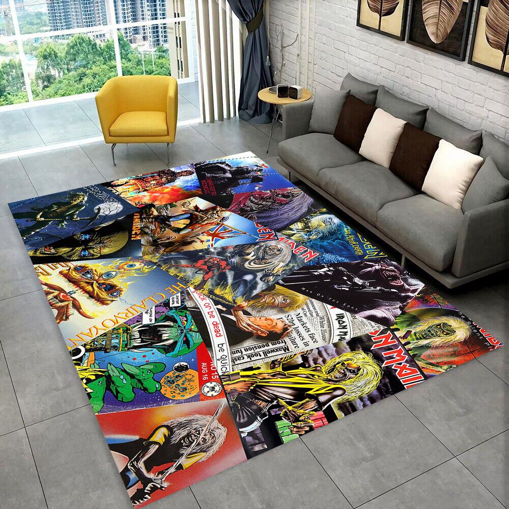 3D I-Iron-M-Maidens Metal Music Rug Carpet for Living Room Bedroom Decor,kids Play Non-slip Decoration for Sofa Doormat Gift