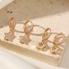 1 Pair Simple Five-pointed Star Dangle Earrings for Women Cubic Zirconia Jewelry Daily Wedding Party Accessories