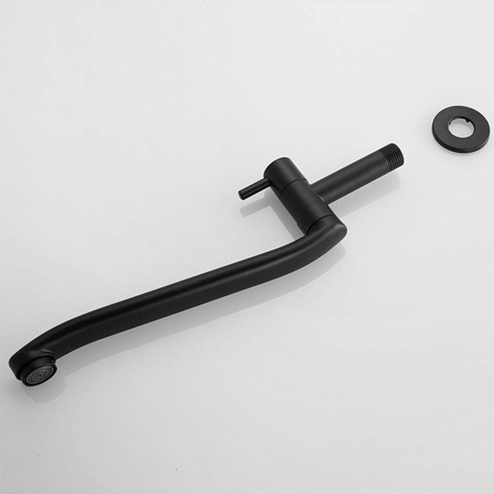 Настенный черный смеситель для холодной воды, стиральной машины, таза для мытья швабры, садовые краны (21см)