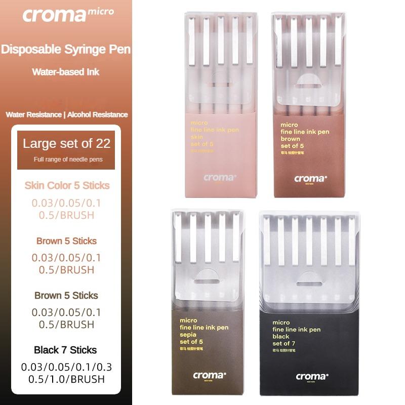 Croma Ручка-роллер с микроиглами Художественная живопись Специальная кисть Цветной маркер Аниме Водонепроницаемая Ручка-крючок Канцелярские товары Школьные принадлежности