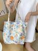 Весенне-летняя новая сумка через плечо из хлопка с цветочным принтом, большая вместительная сумка-тоут для женщин, переносная сумка для покупок для студентов