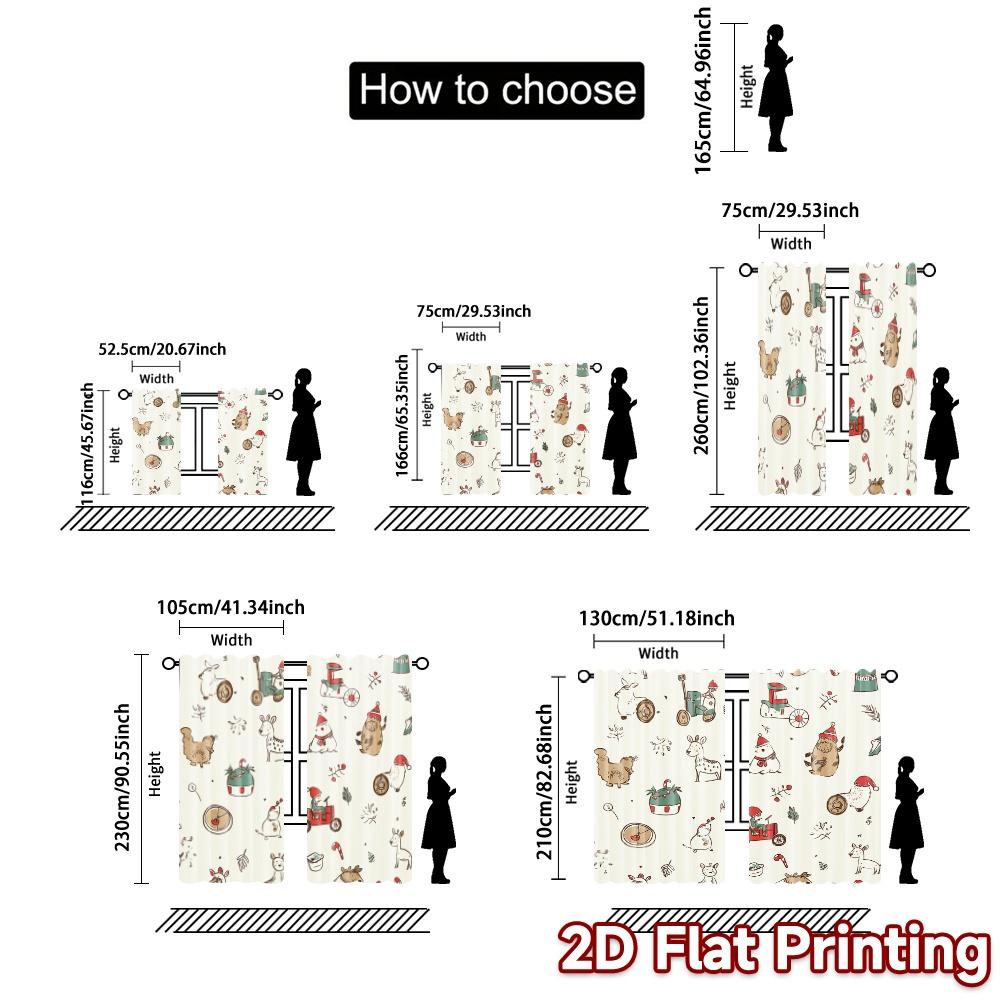 2 шт., Шторы Рождественские Милое Животное Трактор (3) Шторы с современным узором Тканевые шторы Универсальные Подходят для спальни и