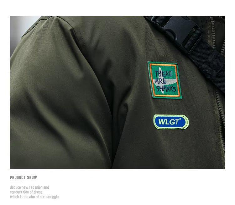 Унисекс Летная куртка серии Звездные войны: Американский кэжуал, Вышитые нашивки, Множество карманов, Воротник-стойка, Хлопковая рабочая одежда, Реплика