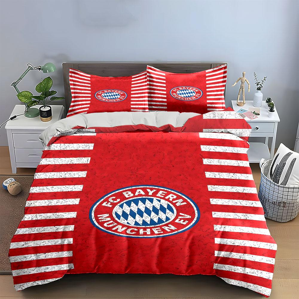 Red Bayern Munich Bedding Set Bedding Duvet Cover Set Duvet Cover Pillowcases (1 * Duvet Cover 2 * Pillowcases, without duvet insert)