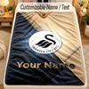 Flannel BlanketSwansea City FC Custom Name Text Personalized Soft Warm Throw Blanket Home Decor Gift