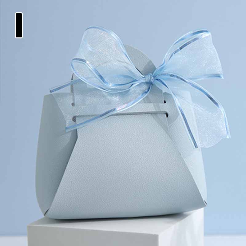 1PC Small Ribbon Bow Candy Bag Handbag Shape With Hand PU Leather Gift Box Creative