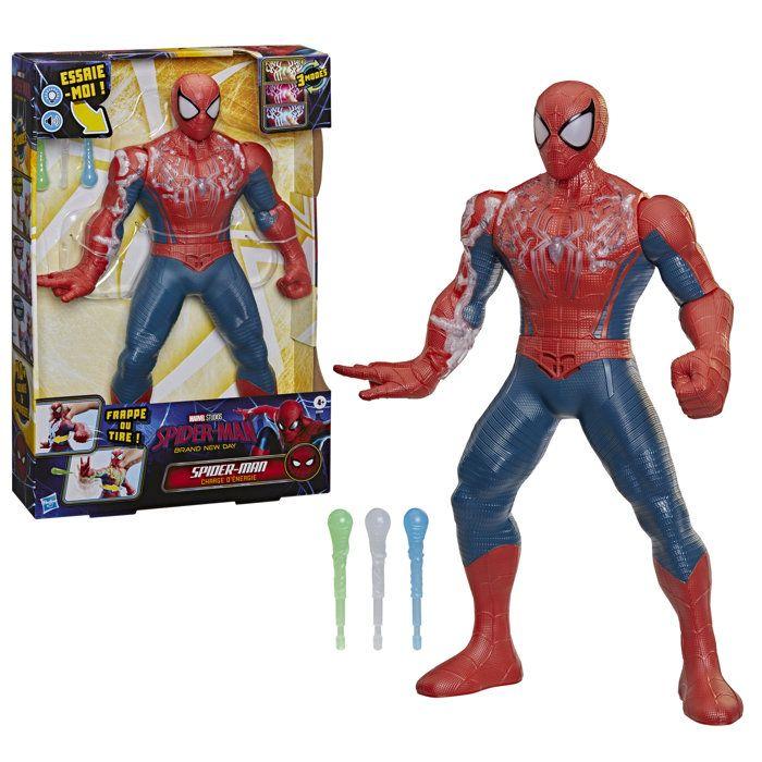 Spider-Man Charge d'énergie, figurine électronique de 36,8 cm, jouets de super-héros pour enfants, des 4 ans