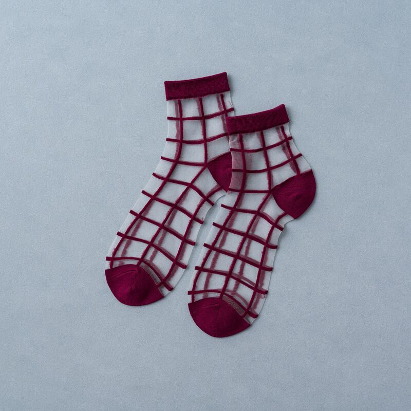 1 Pair Women Socks Summer 15 Styles Harajuku Thin Transparent Sock Striped Plaid Dots Breathable Funny Socks Casual Ankle Socks